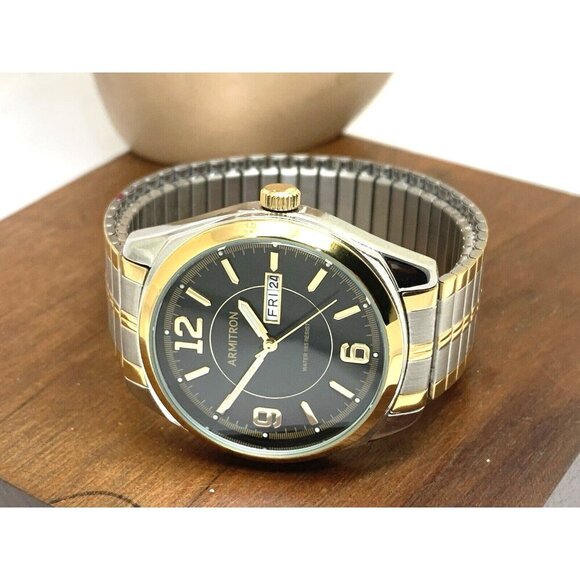 Armitron Men's Watch 20/4591TT Black Dial Quartz Two Tone Stainless Steel 39mm - Picture 8 of 14